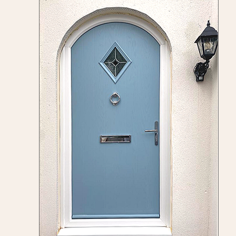 Arched composite door in a Blue finish installed in Shirley, Solihull