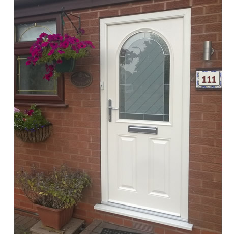 composite door finished in a special cream colour installed in Hollywood by Solihull WDC, www.solihullwindows.co.uk