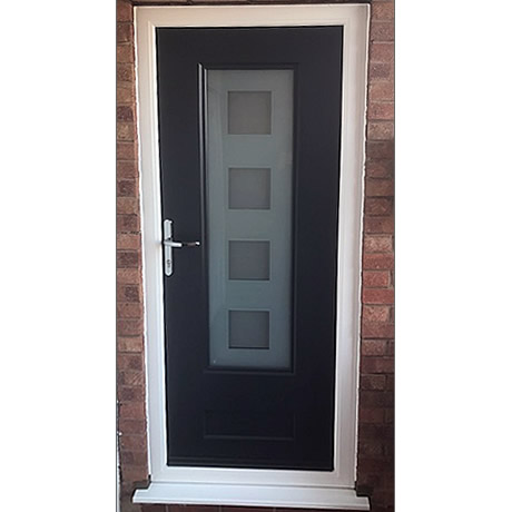modern PVCu door with panelled style installed in Solihull by Solihull WDC, www.solihullwindows.co.uk